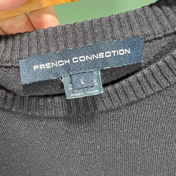 French Connection Black Colorblock Raglan Sweater Size Large - Picture 4 of 9